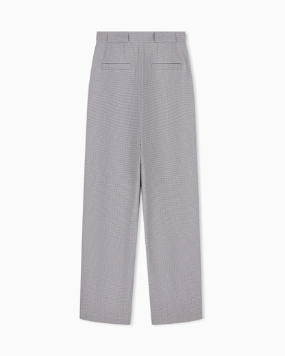 High-waisted trousers in houndstooth viscose and wool