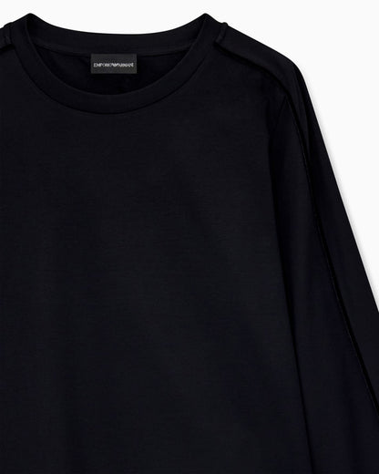Mercerized jersey shirt with chenille tape Travel Essential