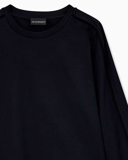 Mercerized jersey shirt with chenille tape Travel Essential
