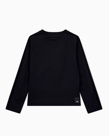 Mercerized jersey shirt with chenille tape Travel Essential