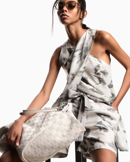 Linen top with a chiné flower print and concealed back zip
