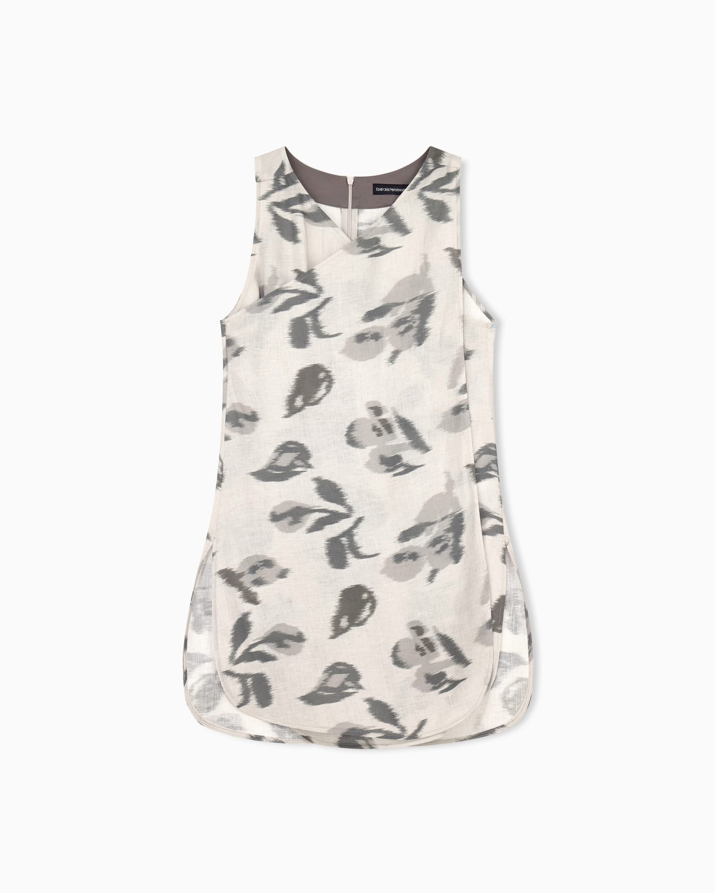 Linen top with a chiné flower print and concealed back zip
