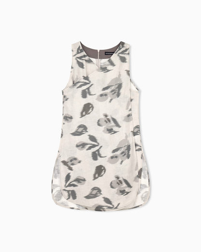 Linen top with a chiné flower print and concealed back zip