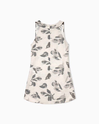 Linen top with a chiné flower print and concealed back zip