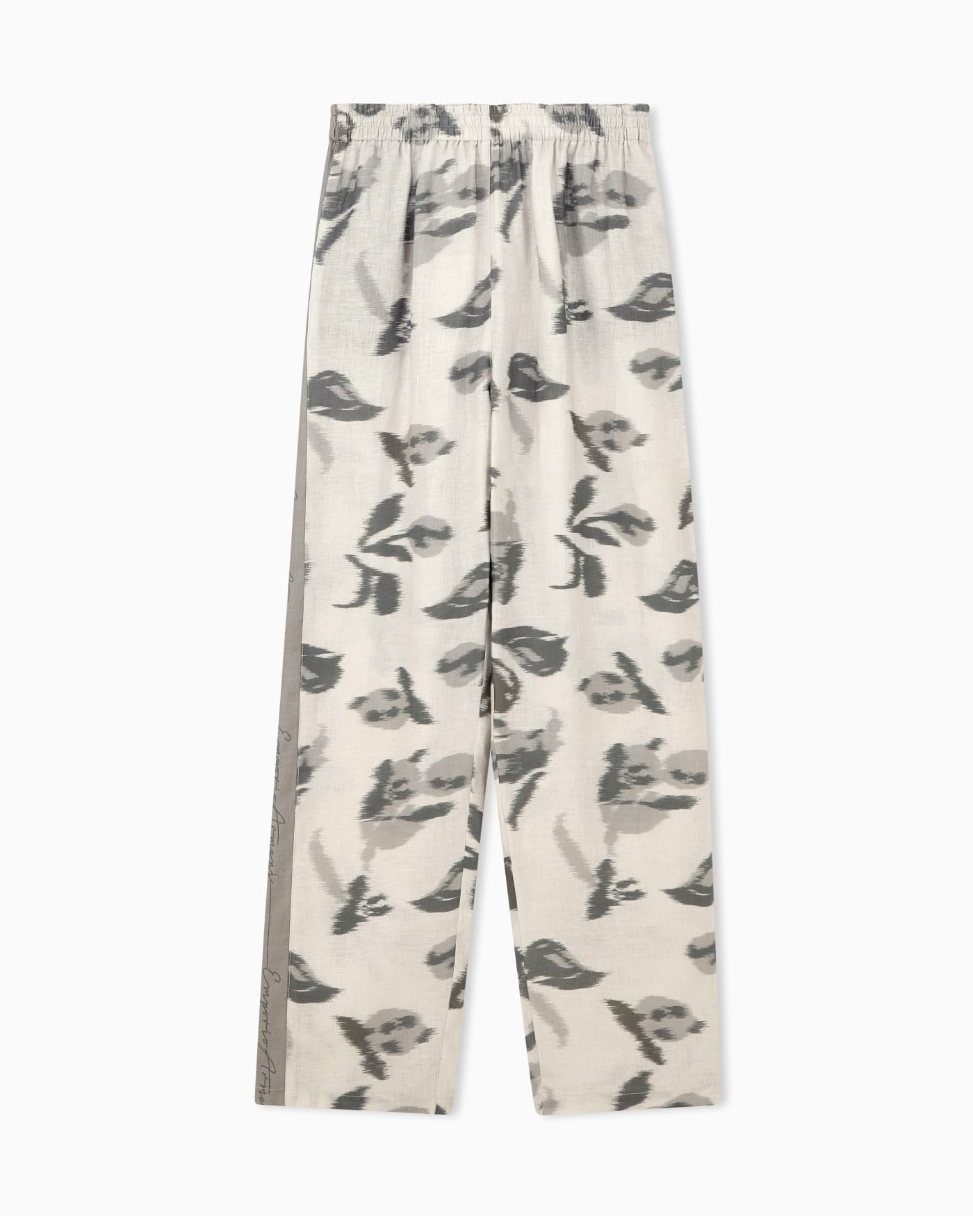 Regular fit linen trousers with chiné flower print