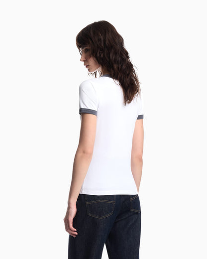 Cotton jersey T-shirt with front logo and contrasting trim