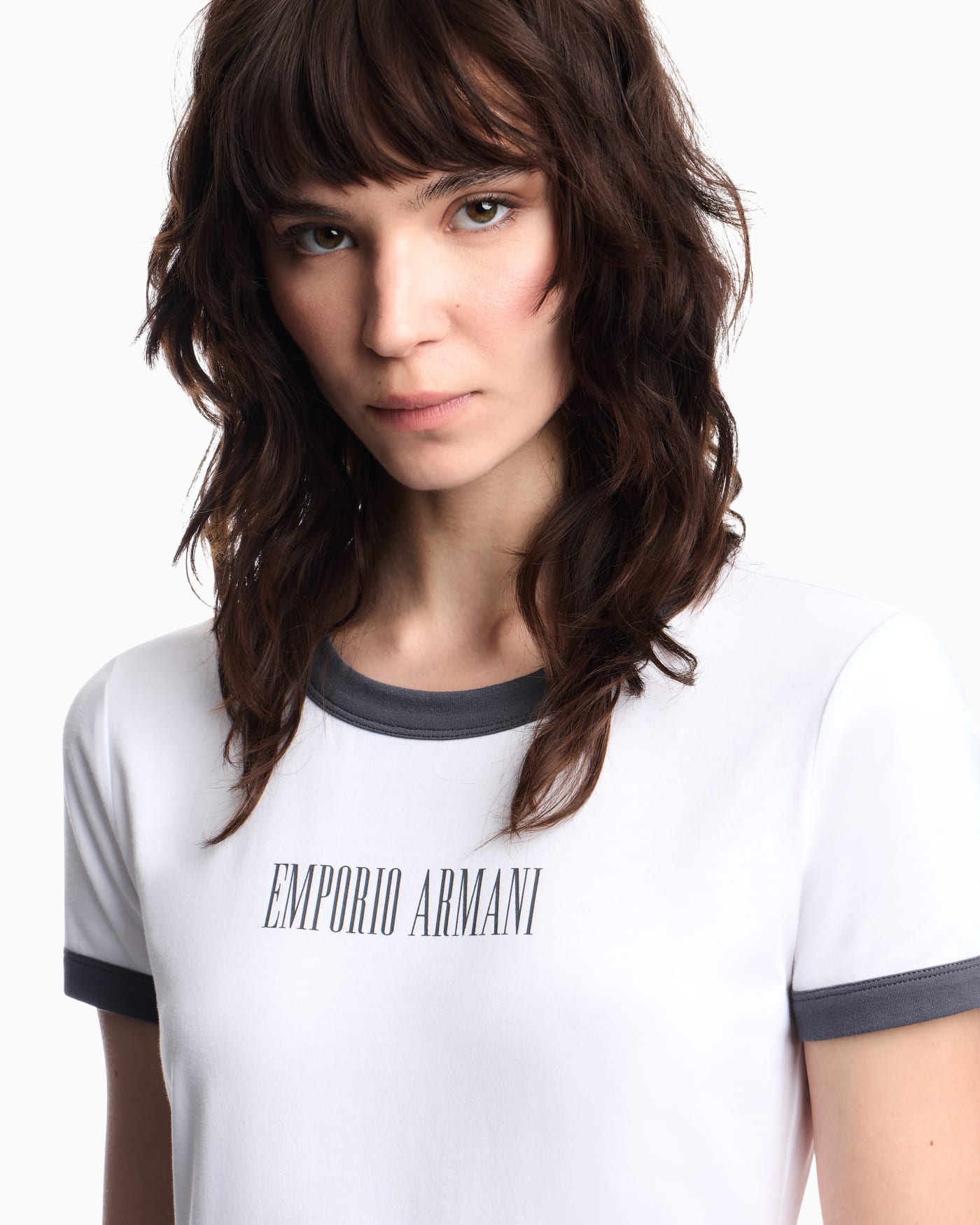 Cotton jersey T-shirt with front logo and contrasting trim
