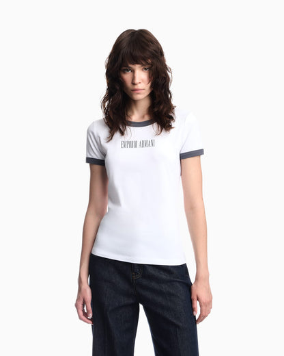 Cotton jersey T-shirt with front logo and contrasting trim
