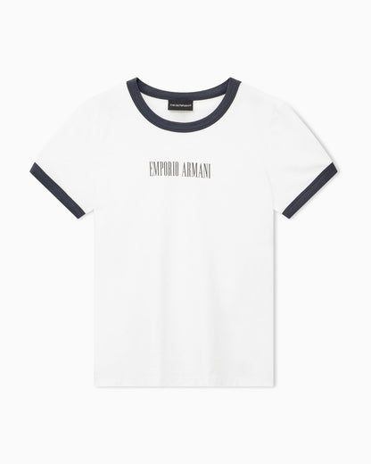 Cotton jersey T-shirt with front logo and contrasting trim