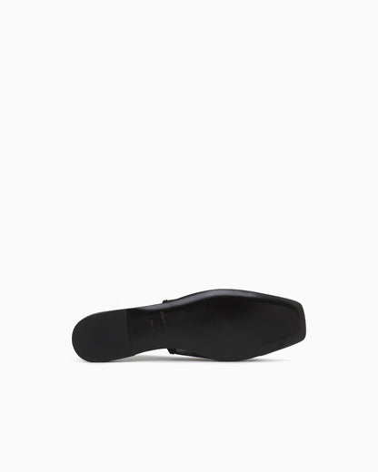 Mesh and suede flat sandals with a mirrored cap toe
