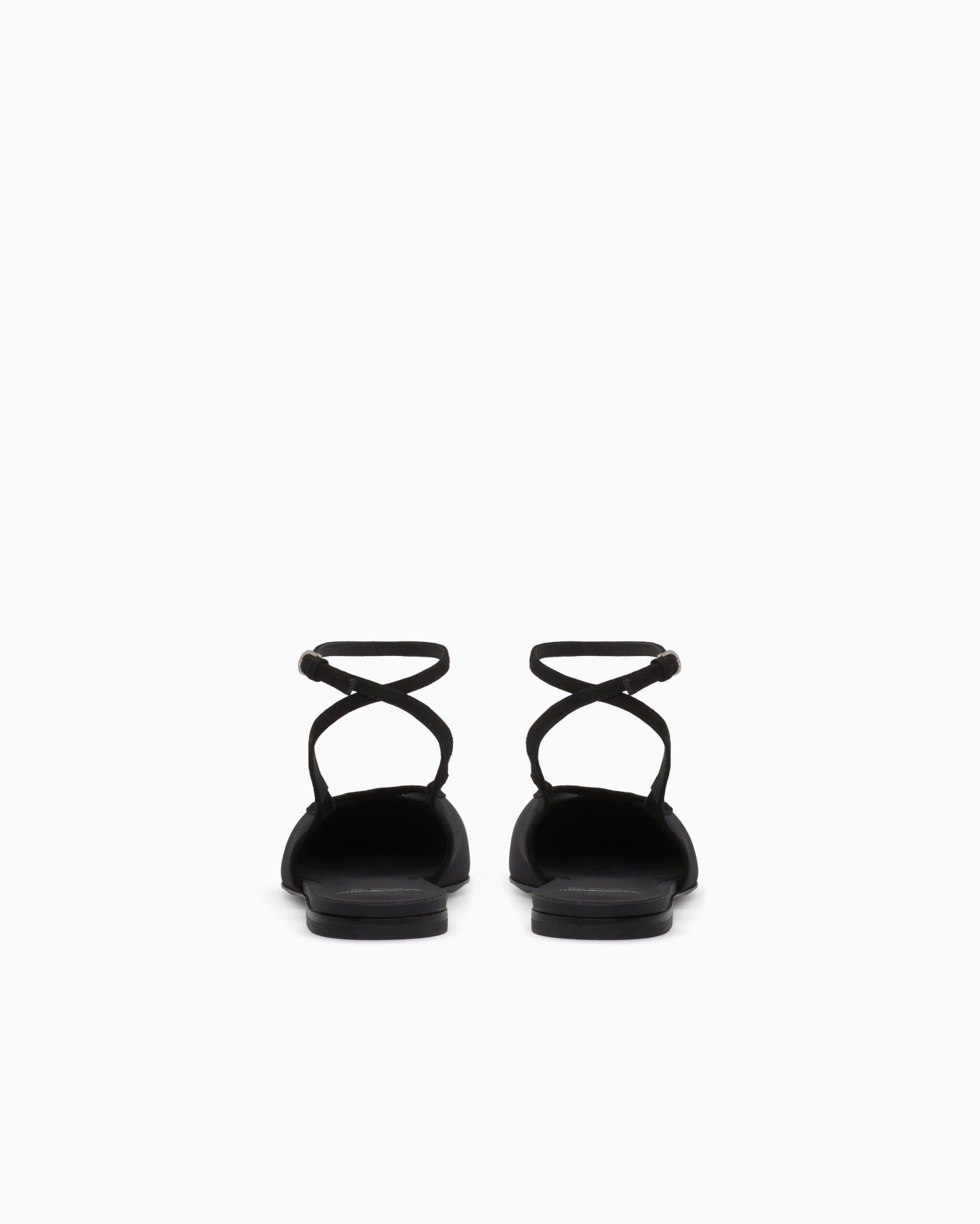 Mesh and suede flat sandals with a mirrored cap toe