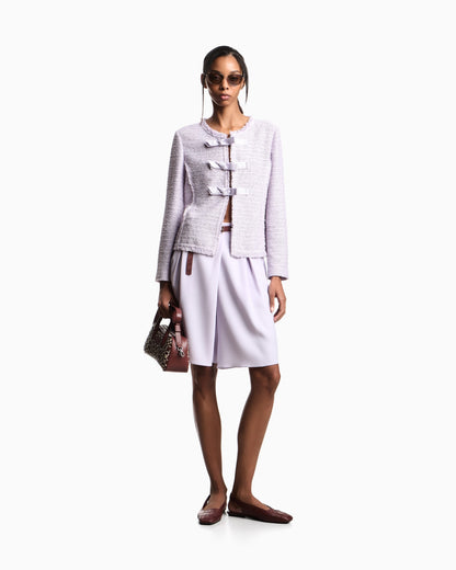 Bermuda shorts in techno cady with front pleats
