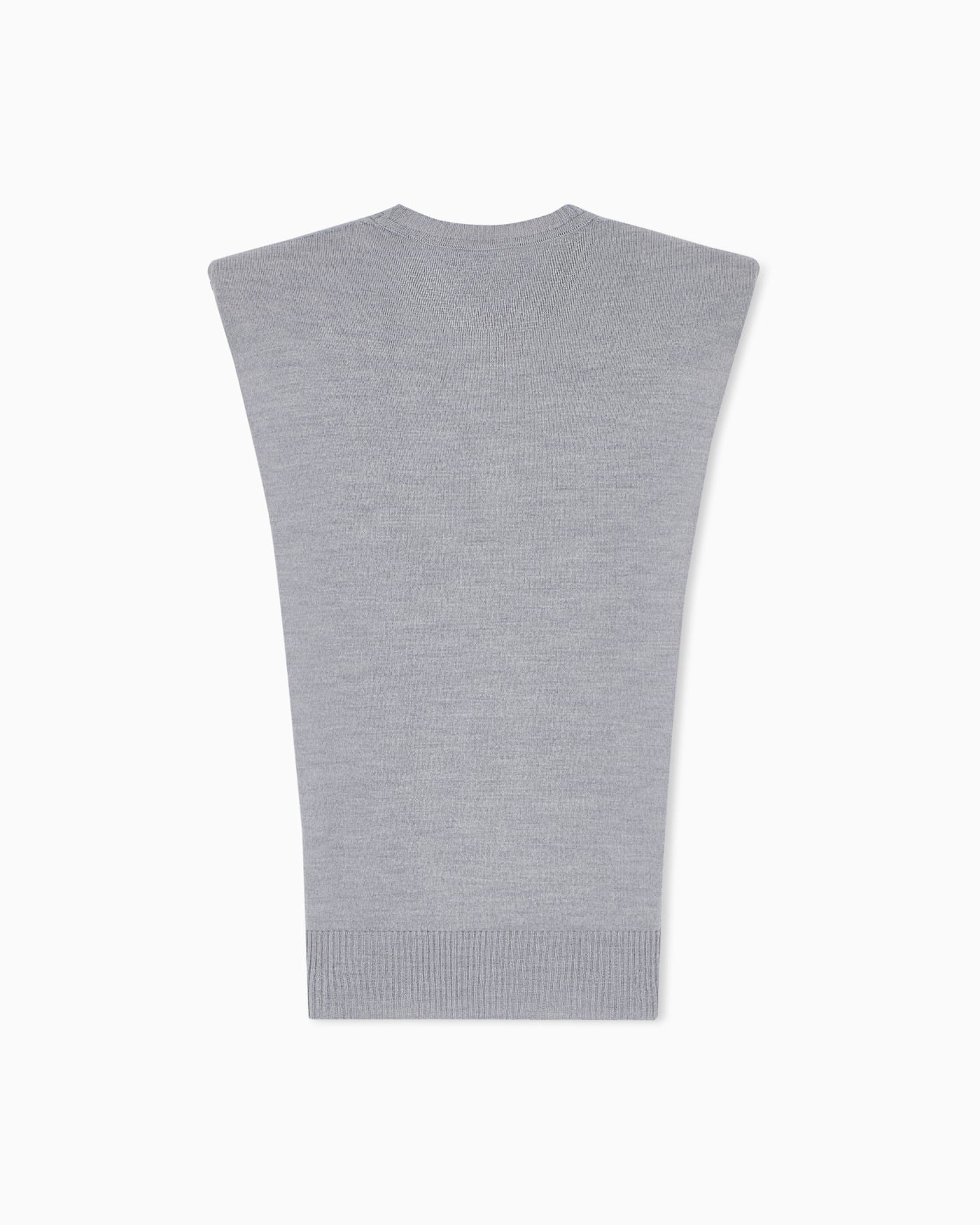 Sleeveless crew neck virgin wool top with padded shoulders