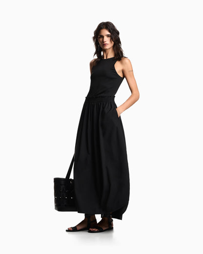Sleeveless maxi dress in viscose with elasticized waist