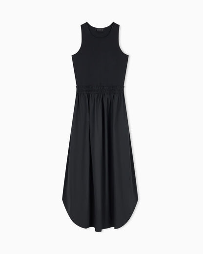 Sleeveless maxi dress in viscose with elasticized waist
