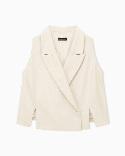 Waistcoat in cotton and viscose Lurex drill with lapels