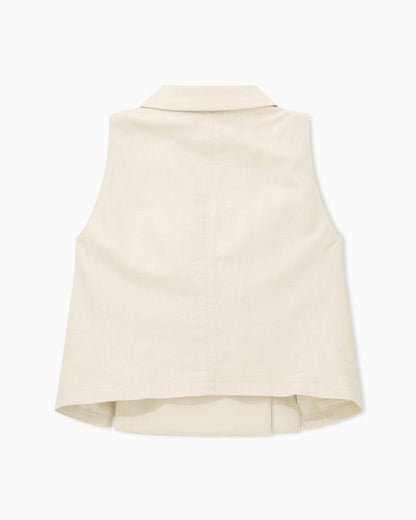 Waistcoat in cotton and viscose Lurex drill with lapels