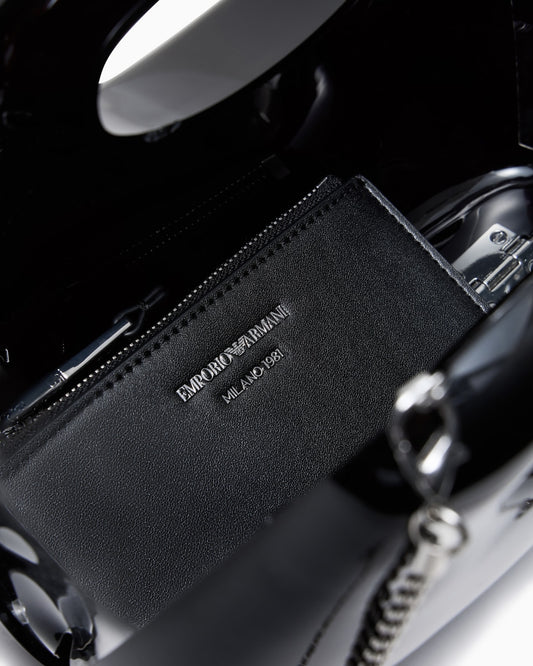 Shiny PVC clutch bag with shoulder strap