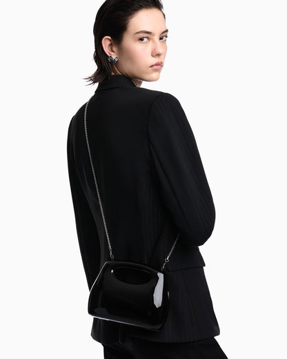 Shiny PVC clutch bag with shoulder strap