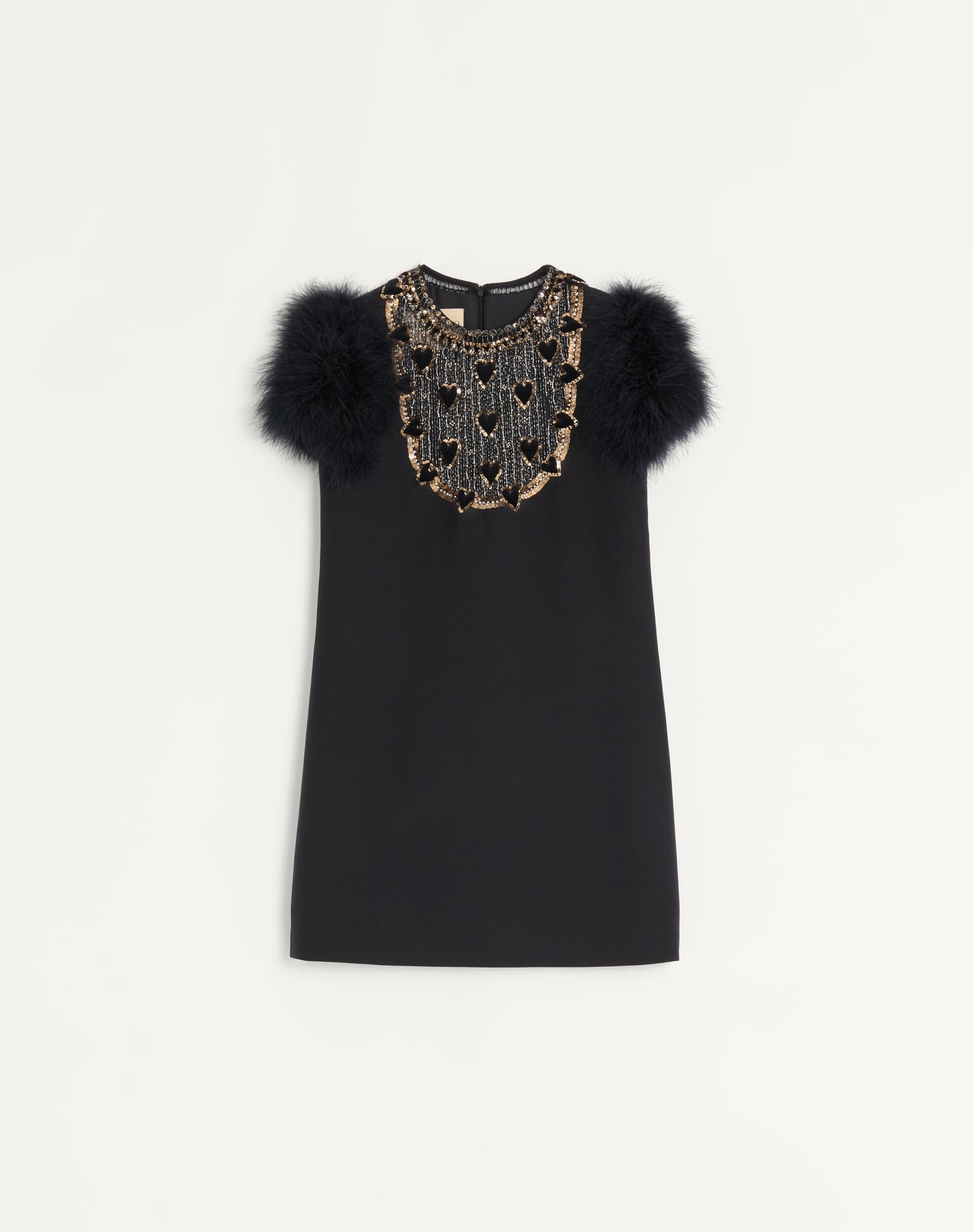 Embroidered Crepe Couture Short Dress