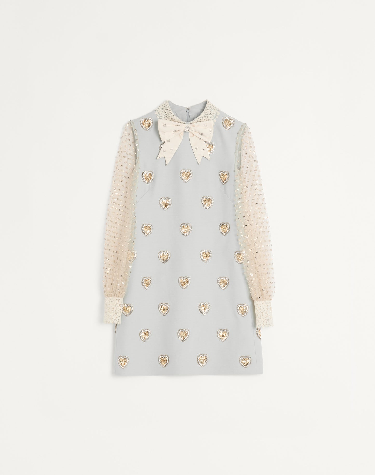Embroidered Crepe Couture Short Dress