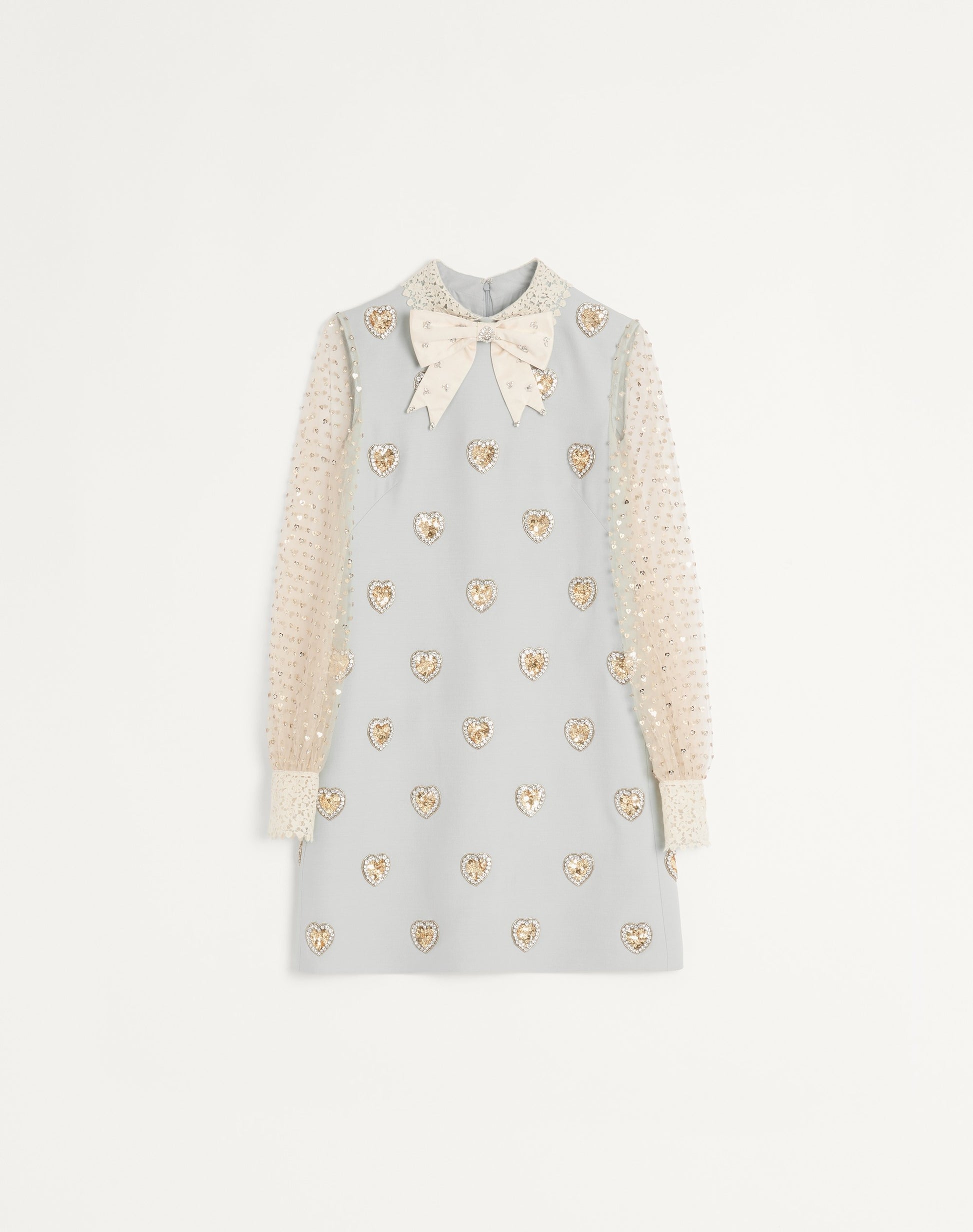 Embroidered Crepe Couture Short Dress