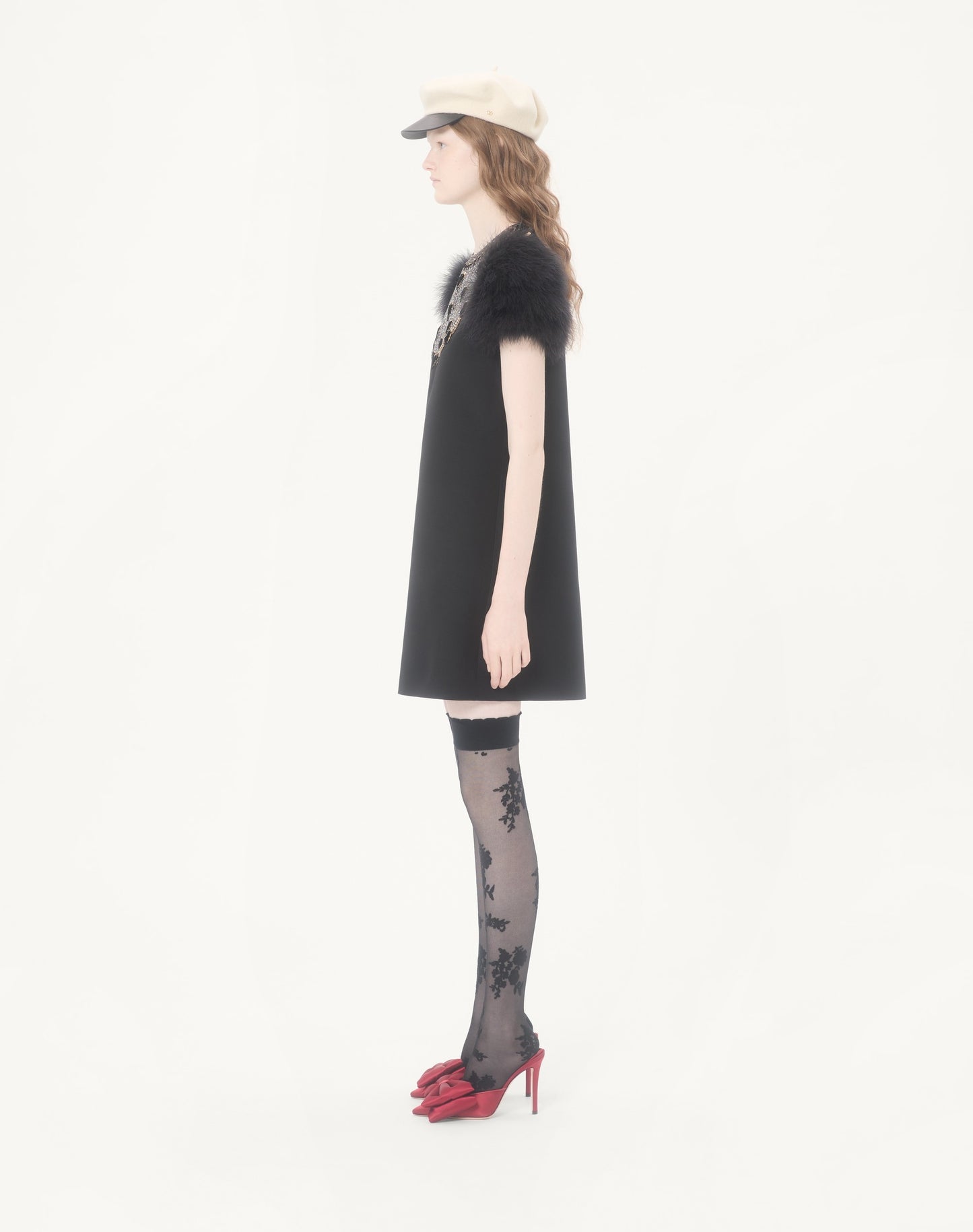 Embroidered Crepe Couture Short Dress