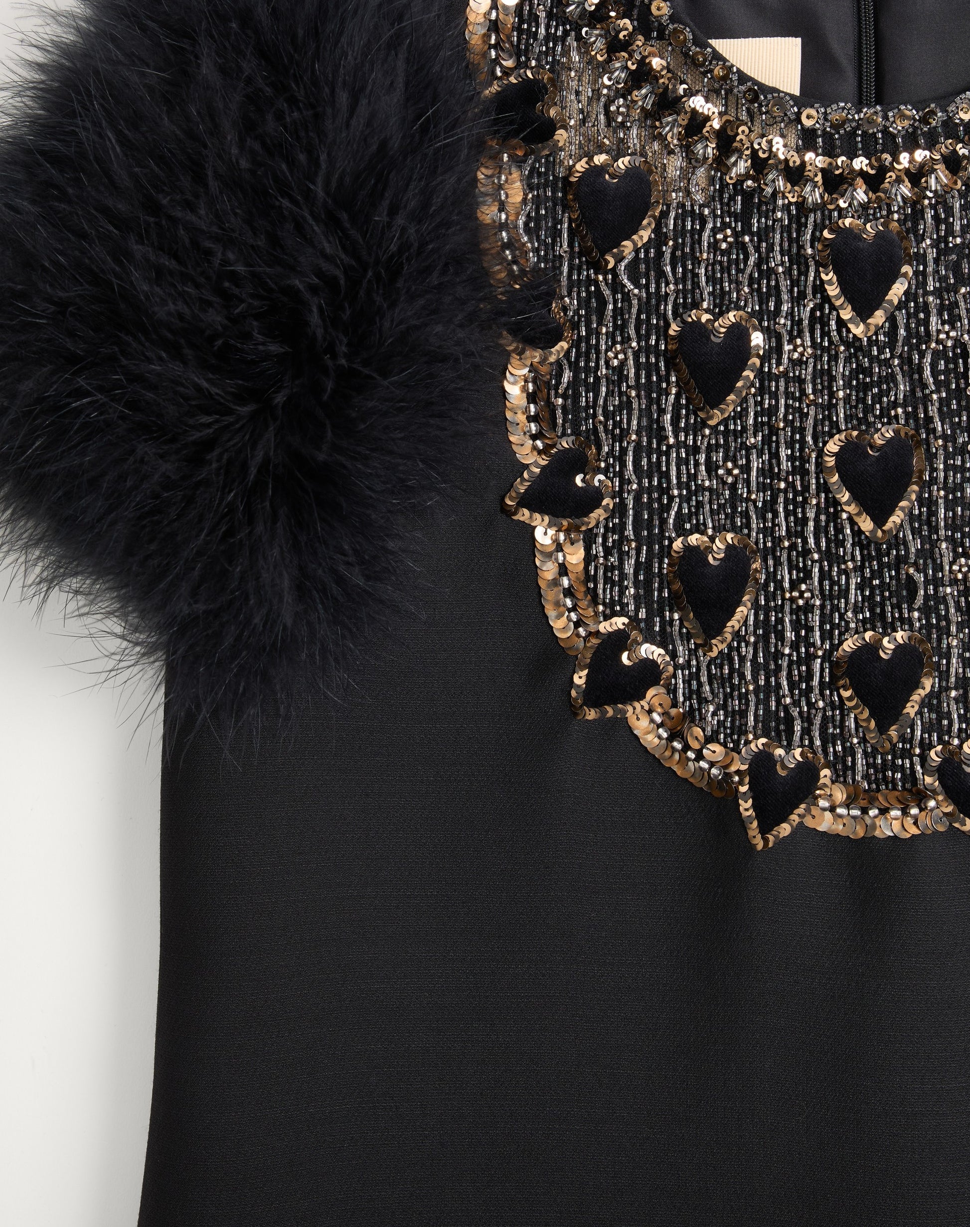 Embroidered Crepe Couture Short Dress