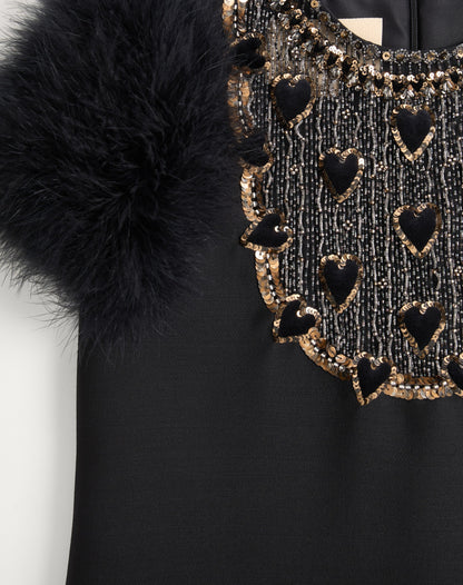 Embroidered Crepe Couture Short Dress