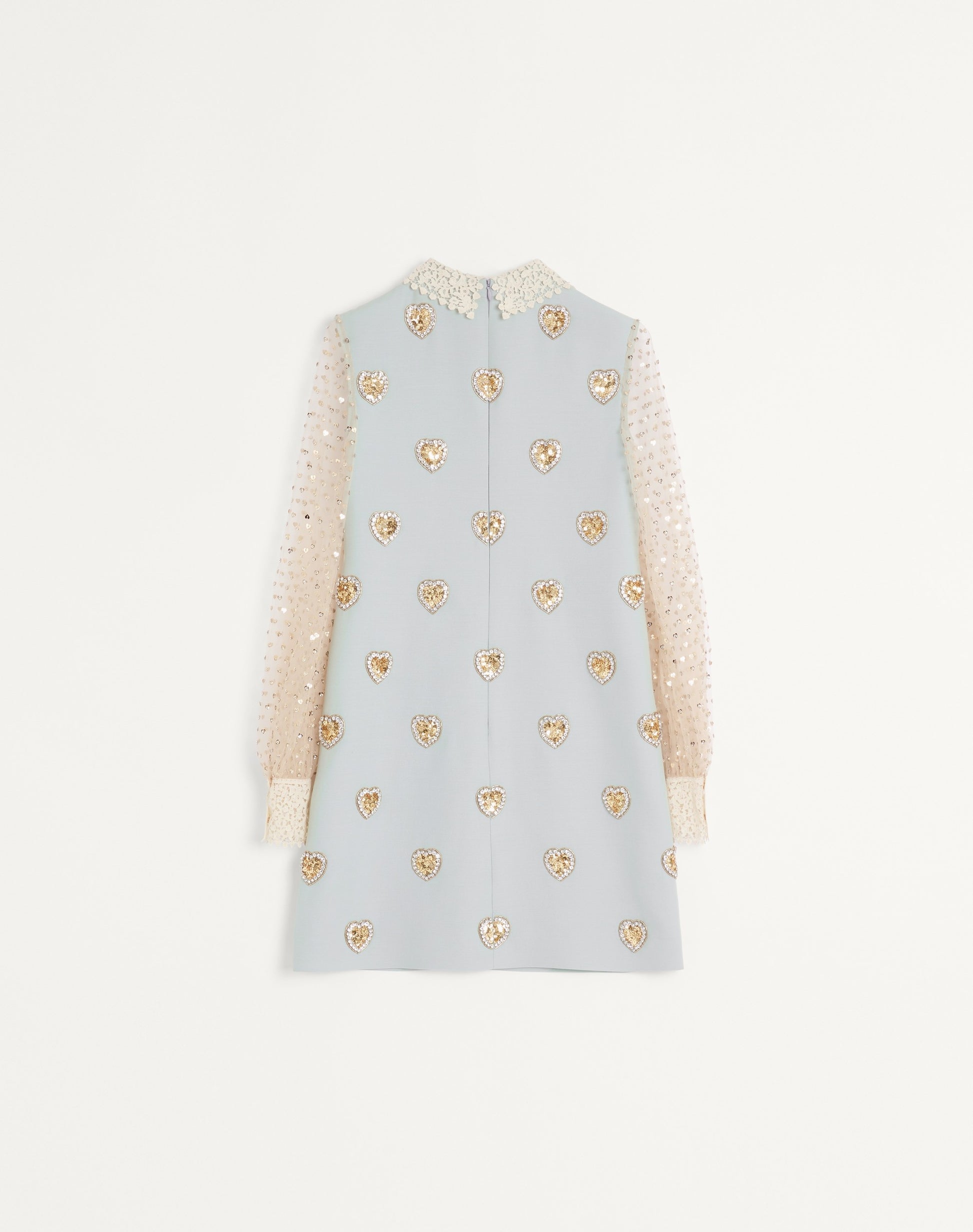 Embroidered Crepe Couture Short Dress