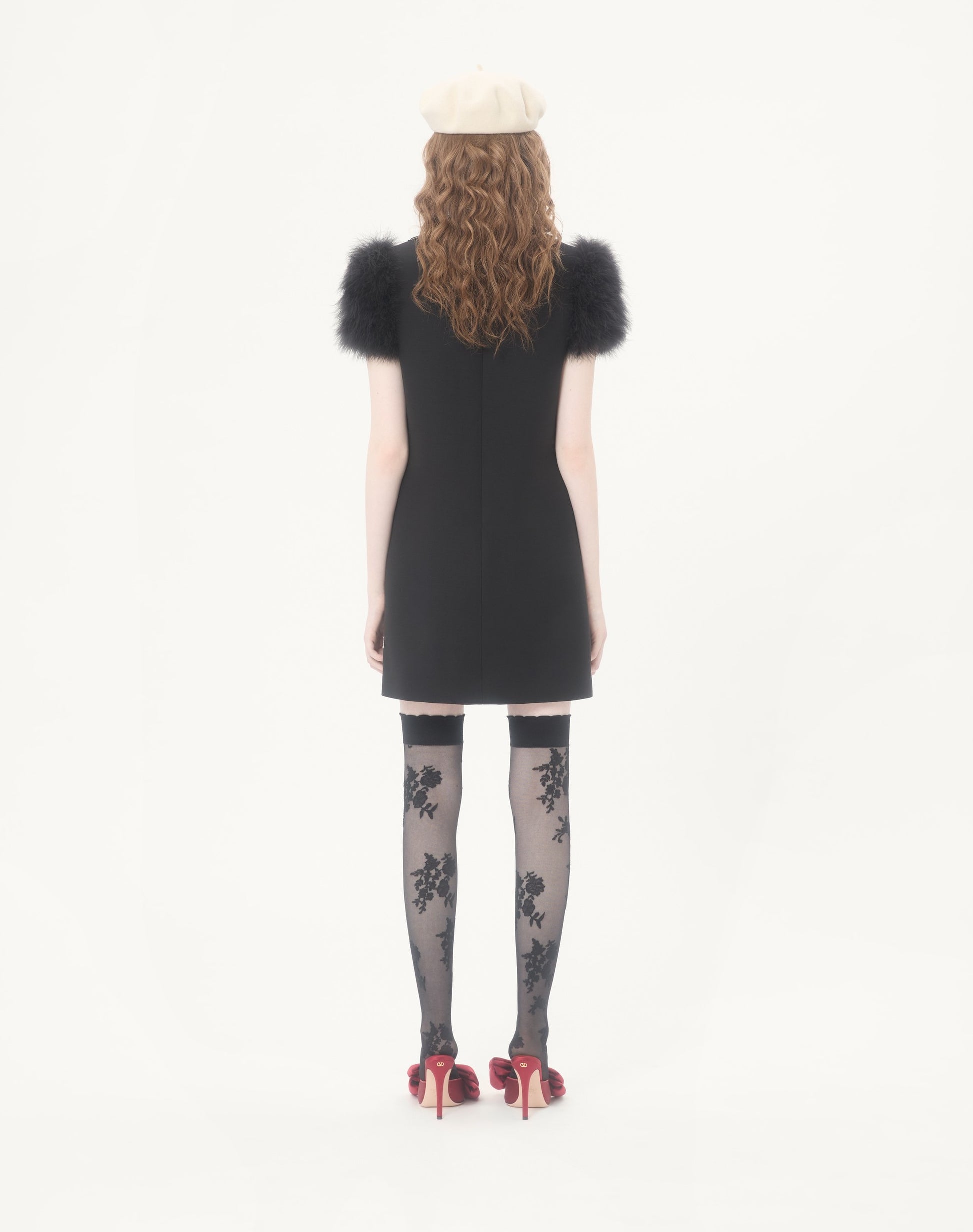Embroidered Crepe Couture Short Dress