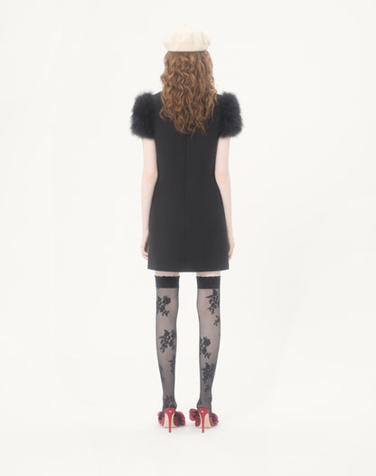 Embroidered Crepe Couture Short Dress