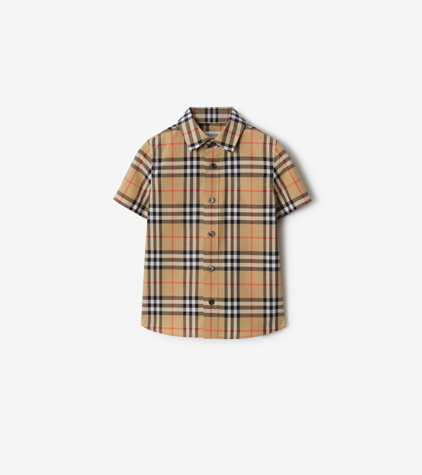 Check Cotton Shirt in Sand beige