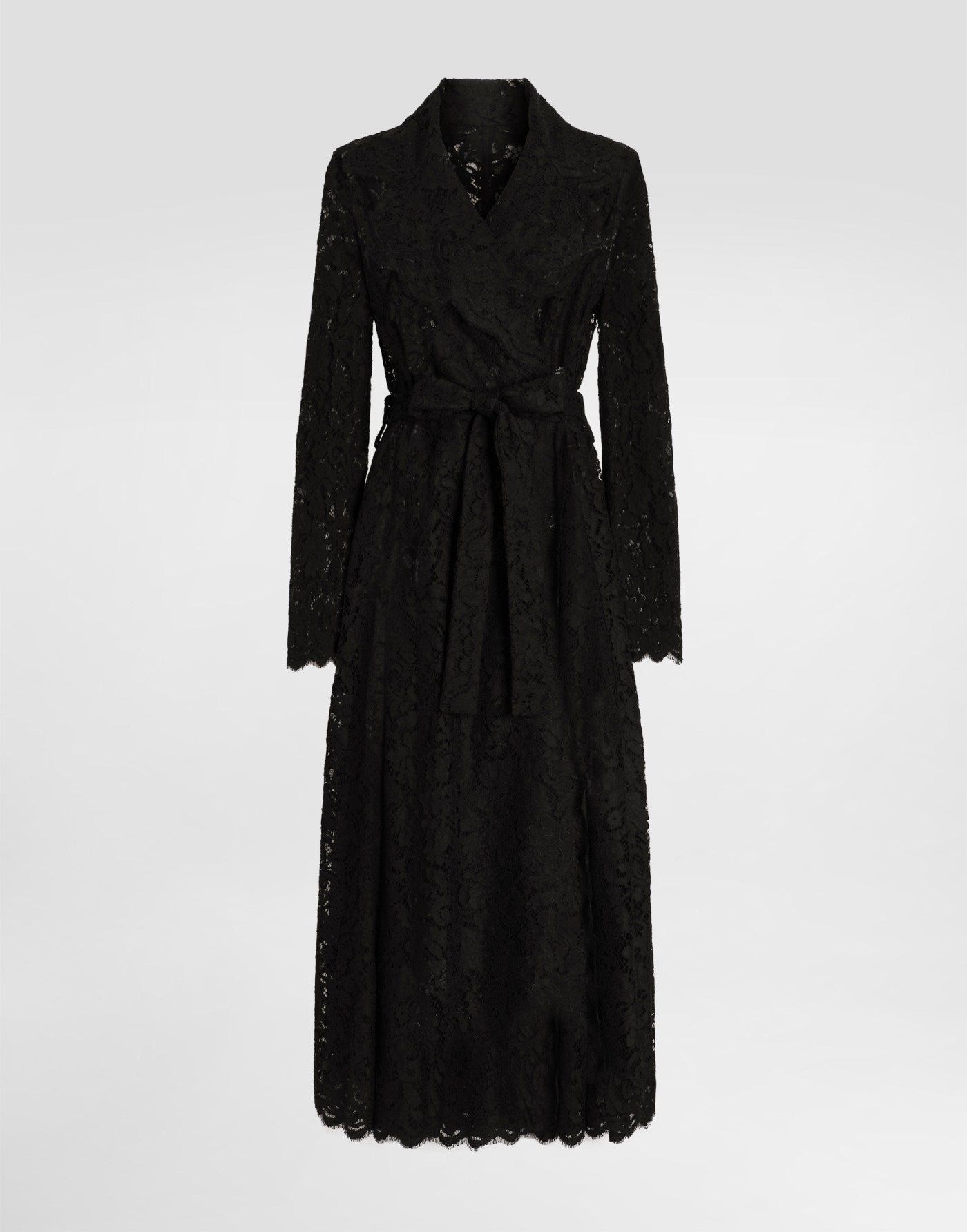 Long double-breasted cordonetto lace coat