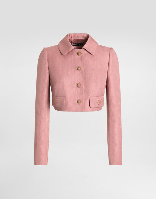 Short quilted jacquard jacket with all-over DG logo