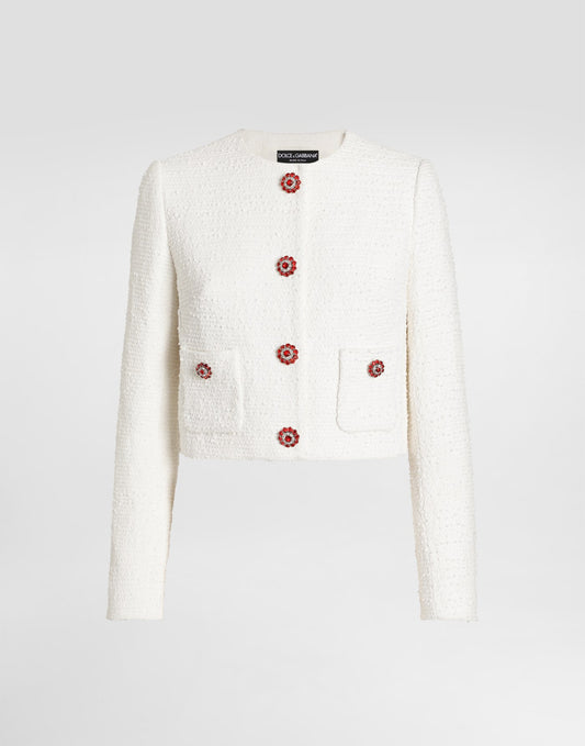 Single-breasted tweed jacket with jewel buttons