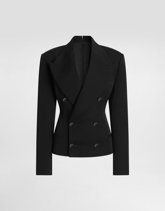 Double-breasted jacket in wool gabardine