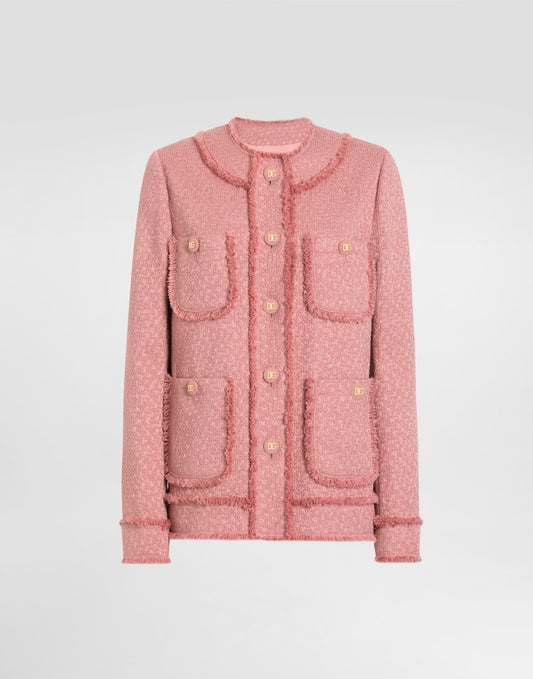 Single-breasted raschel tweed jacket