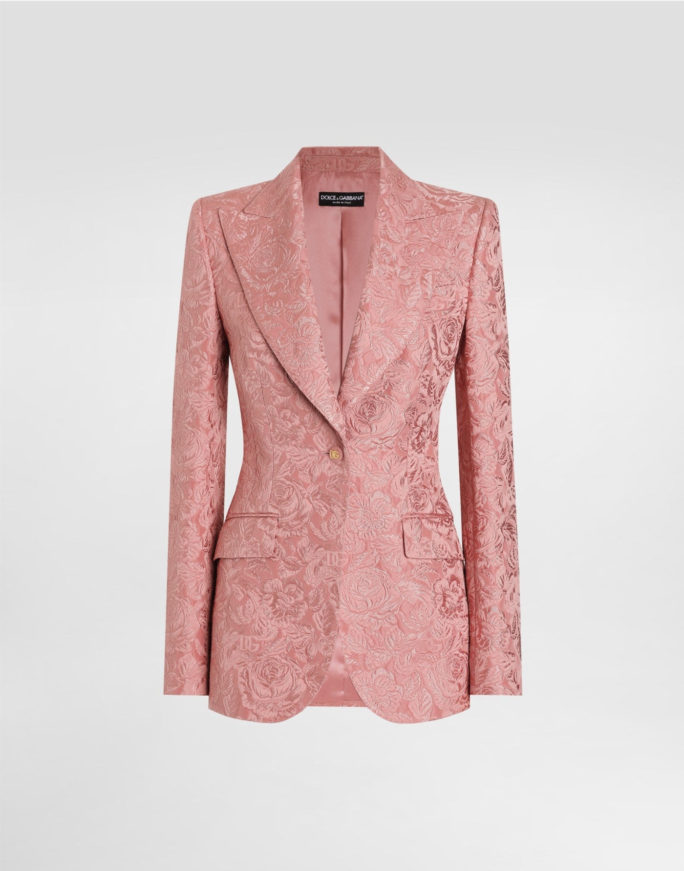 Single-breasted floral quilted jacquard Turlington jacket