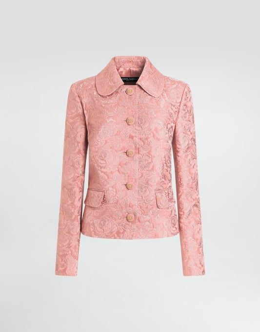 Single-breasted floral quilted jacquard Gabbana jacket