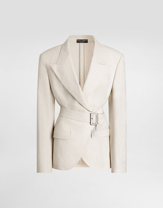 Single-breasted taormina jacket in rustic canvas