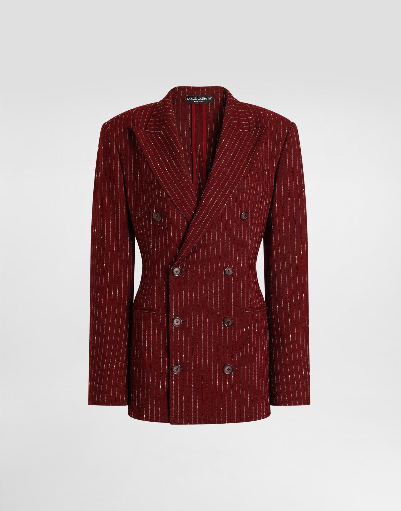 Double-breasted pinstriped taormina jacket