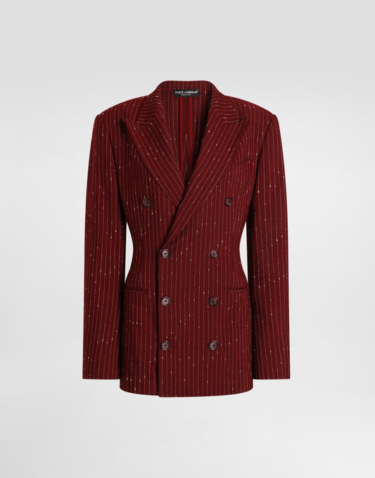 Double-breasted pinstriped taormina jacket