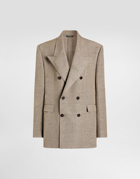 Double-breasted sicilia tweed-effect jacket