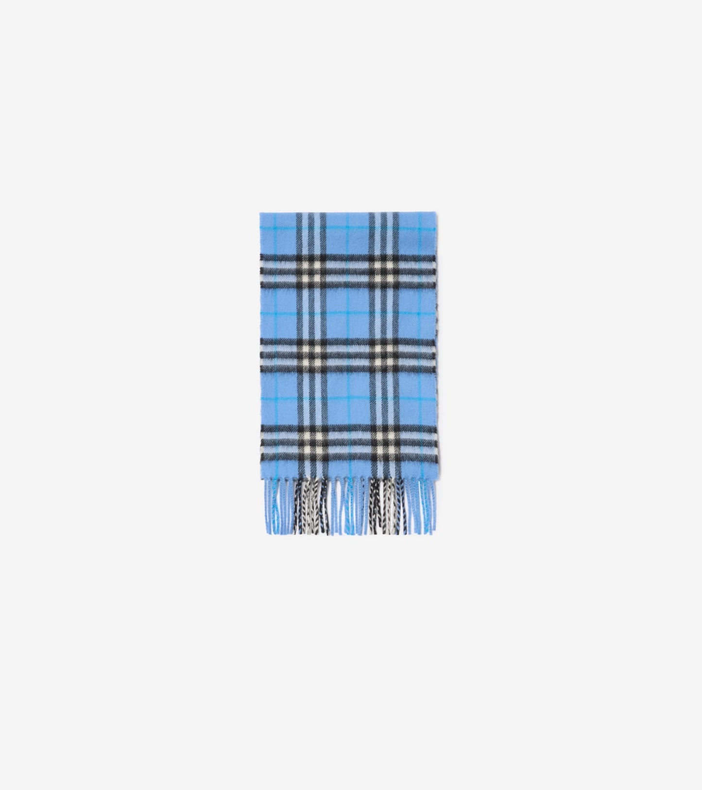 Check Cashmere Scarf in Cornflower blue - Children