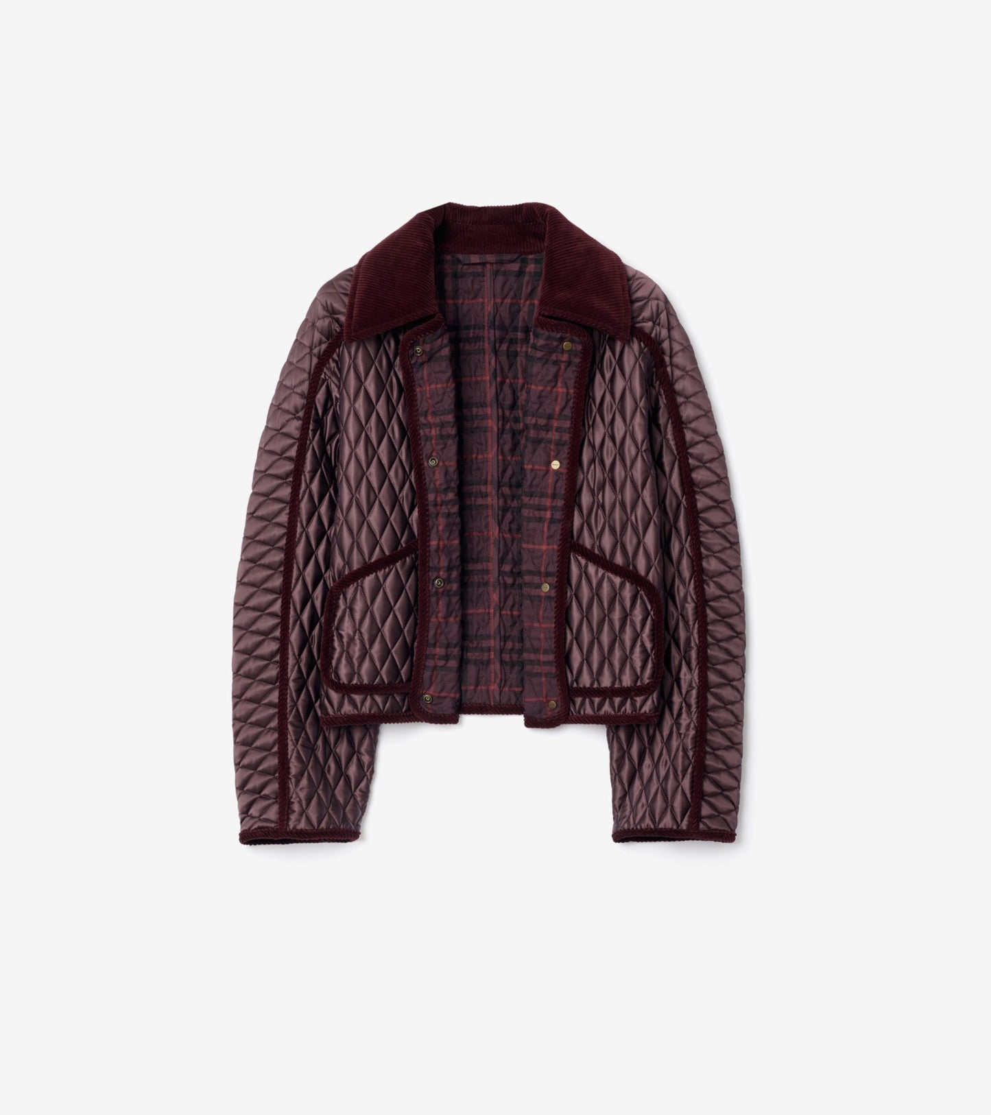 Cropped Quilted Nylon Floriston Jacket in Mahogany brown