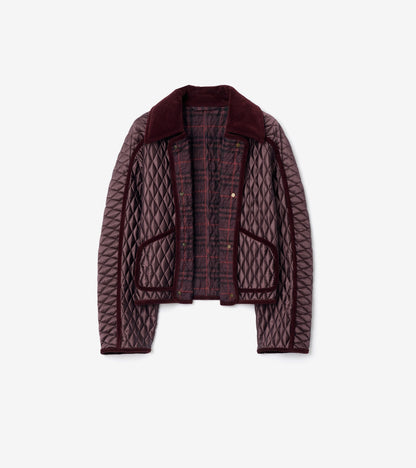 Cropped Quilted Nylon Floriston Jacket in Mahogany brown