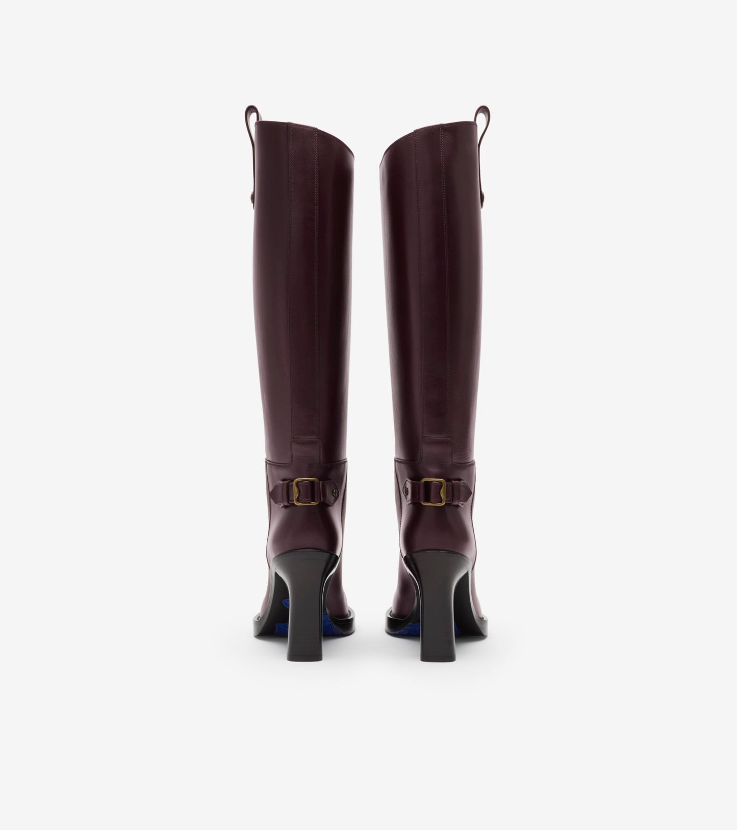 Leather Cavalier Heel Boots in Mahogany red