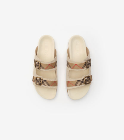 Check Suede Urchin Sandals in Bake beige