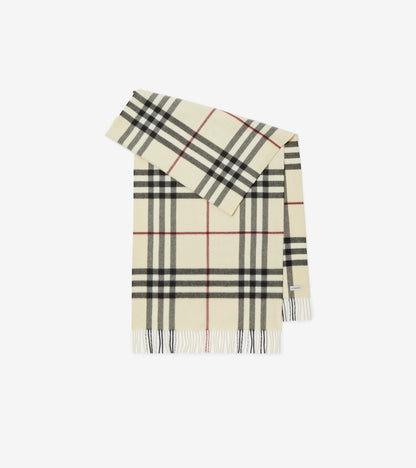 Wide Check Cashmere Scarf in Treacle brown